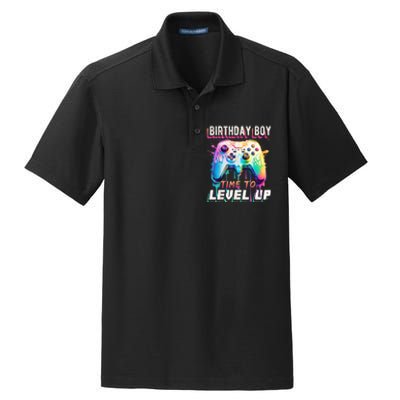 Birthday Boy Time To Level Up Video Game Birthday Party Dry Zone Grid Polo