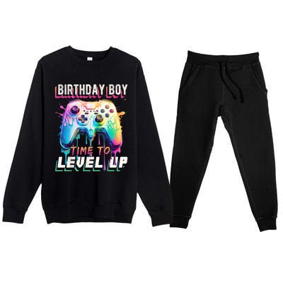 Birthday Boy Time To Level Up Video Game Birthday Party Premium Crewneck Sweatsuit Set