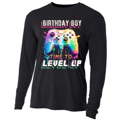 Birthday Boy Time To Level Up Video Game Birthday Party Cooling Performance Long Sleeve Crew