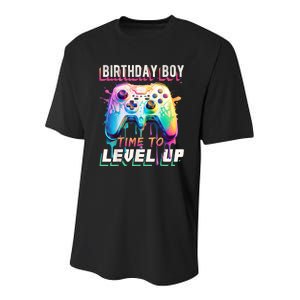 Birthday Boy Time To Level Up Video Game Birthday Party Youth Performance Sprint T-Shirt