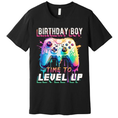 Birthday Boy Time To Level Up Video Game Birthday Party Premium T-Shirt