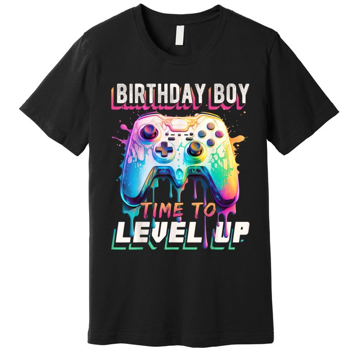 Birthday Boy Time To Level Up Video Game Birthday Party Premium T-Shirt