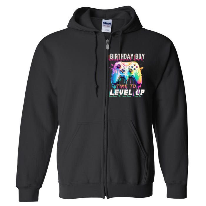 Birthday Boy Time To Level Up Video Game Birthday Party Full Zip Hoodie