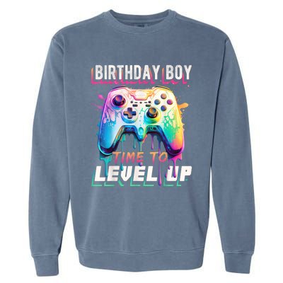 Birthday Boy Time To Level Up Video Game Birthday Party Garment-Dyed Sweatshirt