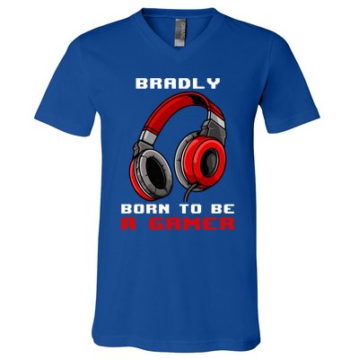 Bradly Born To Be A Gamer Personalized Gift V-Neck T-Shirt