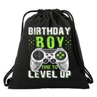 Birthday Boy Time To Level Up Video Game Birthday Gift Boy Drawstring Bag