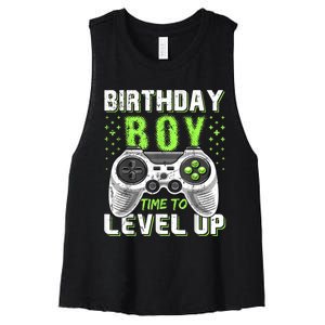 Birthday Boy Time To Level Up Video Game Birthday Gift Boy Women's Racerback Cropped Tank