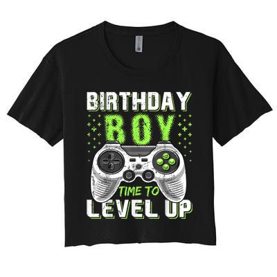 Birthday Boy Time To Level Up Video Game Birthday Gift Boy Women's Crop Top Tee