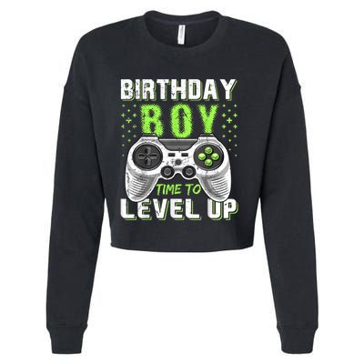 Birthday Boy Time To Level Up Video Game Birthday Gift Boy Cropped Pullover Crew