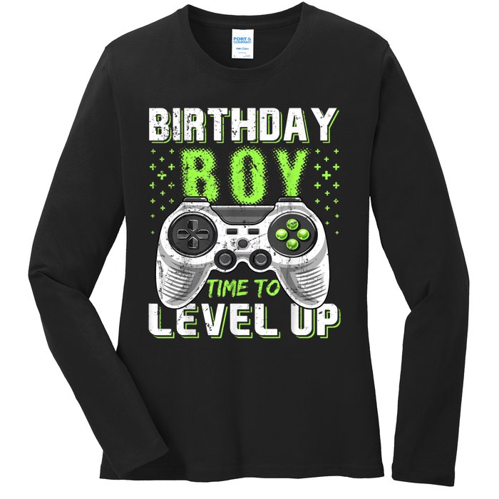 Birthday Boy Time To Level Up Video Game Birthday Gift Boy Ladies Long Sleeve Shirt