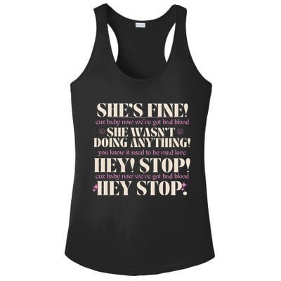 Bad Blood TS Yells At Security Guard Version Shes Fine Baby Now Ladies PosiCharge Competitor Racerback Tank