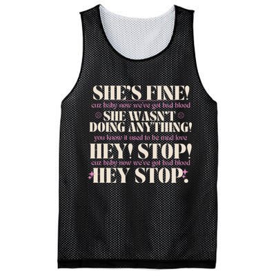 Bad Blood TS Yells At Security Guard Version Shes Fine Baby Now Mesh Reversible Basketball Jersey Tank