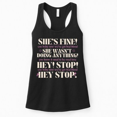 Bad Blood TS Yells At Security Guard Version Shes Fine Baby Now Womens Tank Top