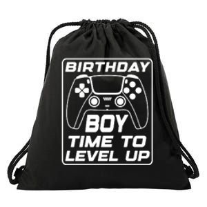 Birthday Boy Time To Level Up Funny Birthday Gamer Drawstring Bag