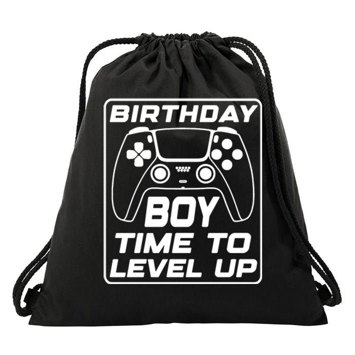 Birthday Boy Time To Level Up Funny Birthday Gamer Drawstring Bag