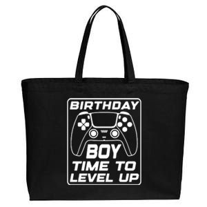 Birthday Boy Time To Level Up Funny Birthday Gamer Cotton Canvas Jumbo Tote