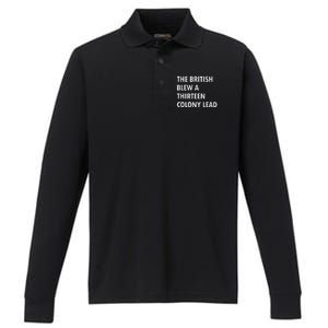 British Blew Thirteen Colonies 1776 Performance Long Sleeve Polo