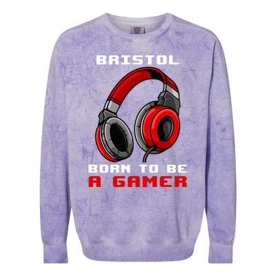 Bristol Born To Be A Gamer Personalized Gift Colorblast Crewneck Sweatshirt