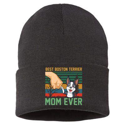 Best Boston Terrier Mom Ever Sustainable Knit Beanie