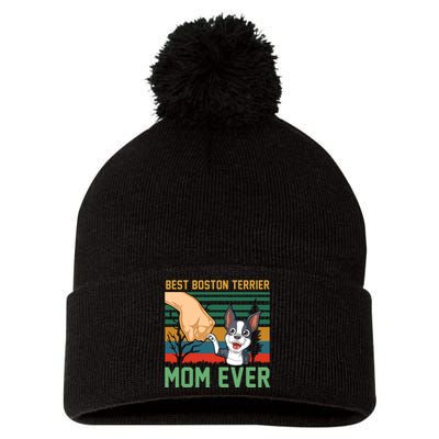 Best Boston Terrier Mom Ever Pom Pom 12in Knit Beanie