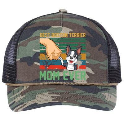 Best Boston Terrier Mom Ever Retro Rope Trucker Hat Cap