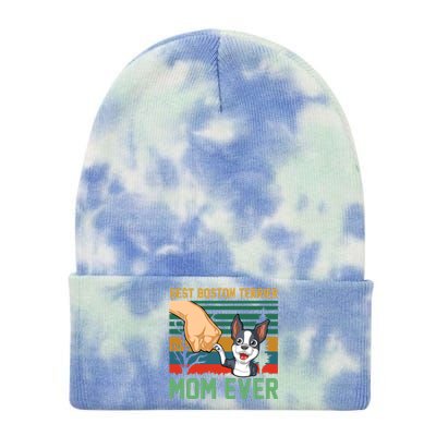 Best Boston Terrier Mom Ever Tie Dye 12in Knit Beanie