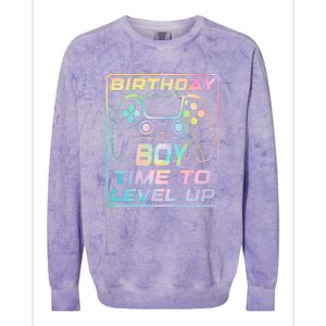 Birthday Boy Time To Level Up Funny Birthday Gamer Colorblast Crewneck Sweatshirt