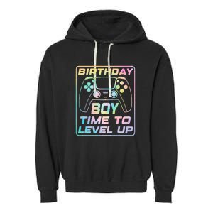 Birthday Boy Time To Level Up Funny Birthday Gamer Garment-Dyed Fleece Hoodie