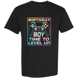 Birthday Boy Time To Level Up Funny Birthday Gamer Garment-Dyed Heavyweight T-Shirt