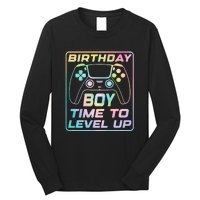 Birthday Boy Time To Level Up Funny Birthday Gamer Long Sleeve Shirt