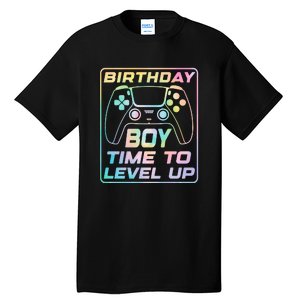 Birthday Boy Time To Level Up Funny Birthday Gamer Tall T-Shirt