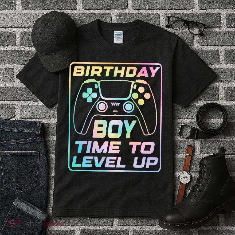 Birthday Boy Time To Level Up Funny Birthday Gamer Tall T-Shirt
