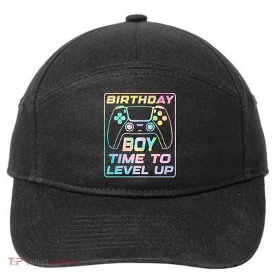 Birthday Boy Time To Level Up Funny Birthday Gamer 7-Panel Snapback Hat