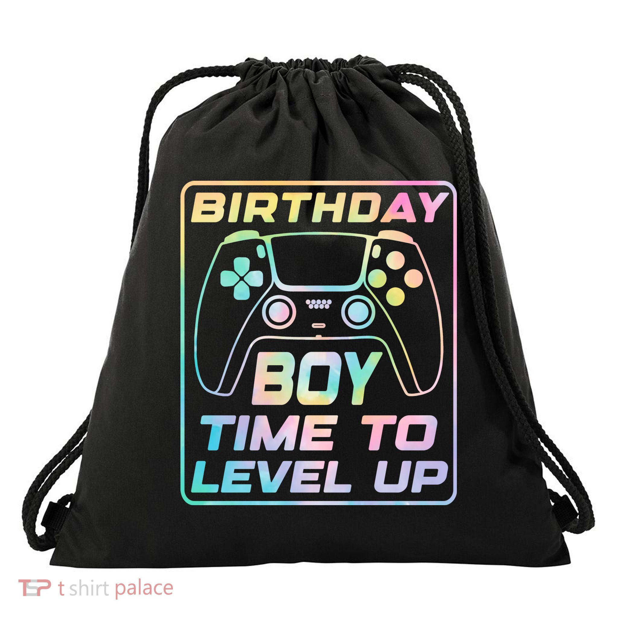 Birthday Boy Time To Level Up Funny Birthday Gamer Drawstring Bag