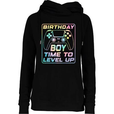 Birthday Boy Time To Level Up Funny Birthday Gamer Womens Funnel Neck Pullover Hood