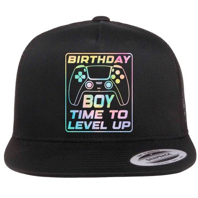 Birthday Boy Time To Level Up Funny Birthday Gamer Flatbill Hat