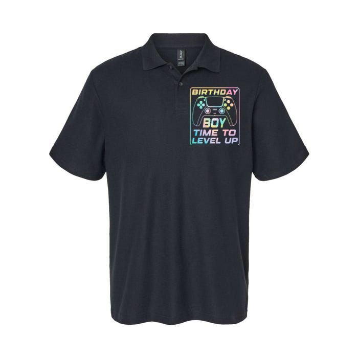 Birthday Boy Time To Level Up Funny Birthday Gamer Softstyle Adult Sport Polo