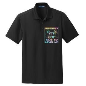 Birthday Boy Time To Level Up Funny Birthday Gamer Dry Zone Grid Polo