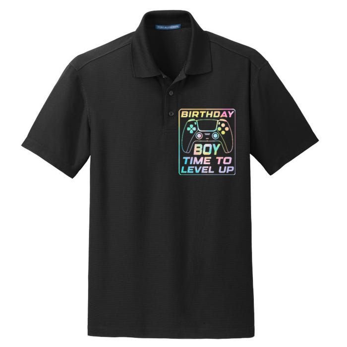 Birthday Boy Time To Level Up Funny Birthday Gamer Dry Zone Grid Polo