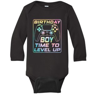 Birthday Boy Time To Level Up Funny Birthday Gamer Baby Long Sleeve Bodysuit