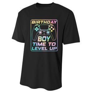 Birthday Boy Time To Level Up Funny Birthday Gamer Performance Sprint T-Shirt