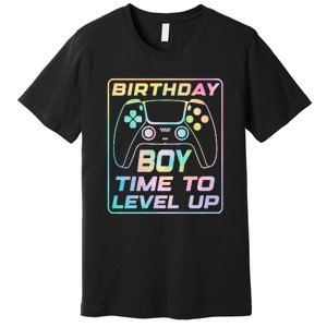 Birthday Boy Time To Level Up Funny Birthday Gamer Premium T-Shirt