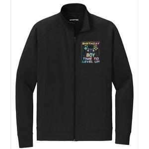 Birthday Boy Time To Level Up Funny Birthday Gamer Stretch Full-Zip Cadet Jacket