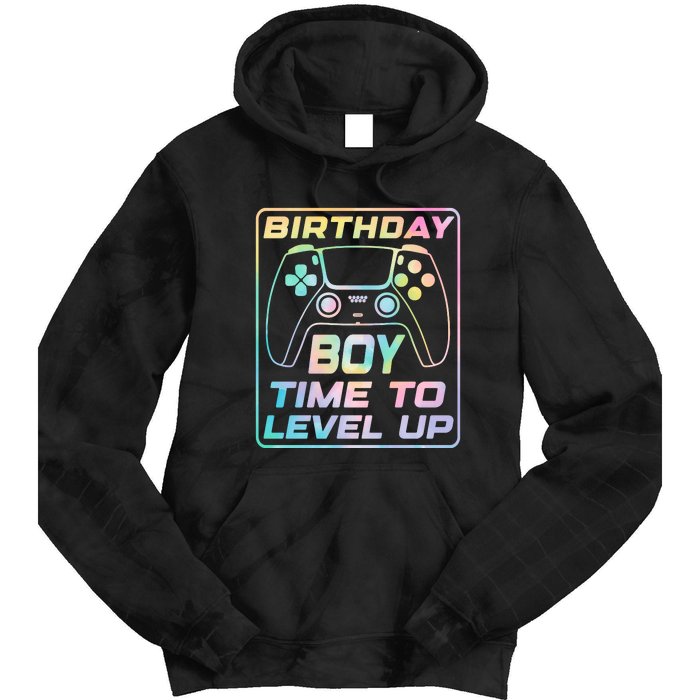 Birthday Boy Time To Level Up Funny Birthday Gamer Tie Dye Hoodie