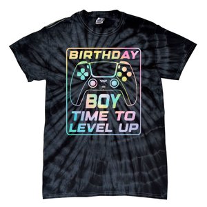 Birthday Boy Time To Level Up Funny Birthday Gamer Tie-Dye T-Shirt