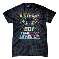 Birthday Boy Time To Level Up Funny Birthday Gamer Tie-Dye T-Shirt