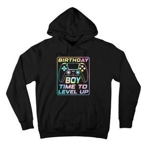 Birthday Boy Time To Level Up Funny Birthday Gamer Tall Hoodie