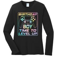 Birthday Boy Time To Level Up Funny Birthday Gamer Ladies Long Sleeve Shirt