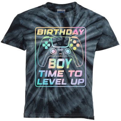 Birthday Boy Time To Level Up Funny Birthday Gamer Kids Tie-Dye T-Shirt