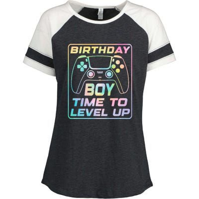 Birthday Boy Time To Level Up Funny Birthday Gamer Enza Ladies Jersey Colorblock Tee